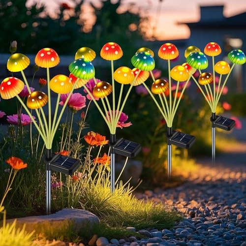TEDOF 4 Pack 24 LED Solar Mushroom Lights for Outside Outdoor Decor by TEDOF