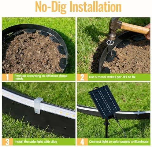 Landscape Edging with Solar String Light, 33FT, 2in Depth, Timer - Image 5