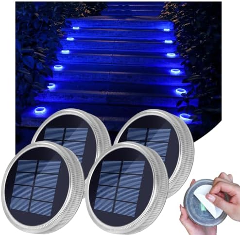 YiLaie Blue Solar Dock Deck Step Lights for Outside Waterproof 4 Pack by YiLaie
