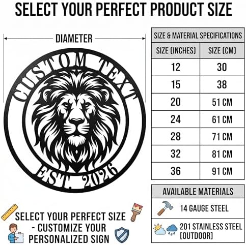 Personalized Lion Metal Sign，Customized Lion Decorative Wall Art ，Home Decor Wall，Animal Metal Wall Art, Wild Animal Decor Gift for Lion Lovers - Image 4