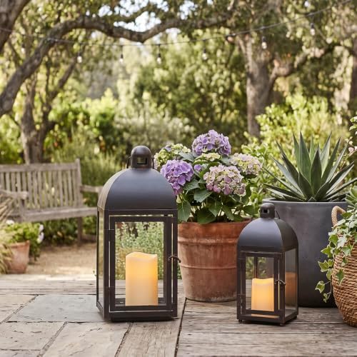 NEEDOMO Lanterns Decorative Outdoor & Indoor, Set of 2 Outdoor Lanterns for Porch, Large Candle Lantern, Bronze Metal Frame with Glass, Vintage Farmhouse, Patio, Pathway, Garden, Fall, Christmas - Image 3