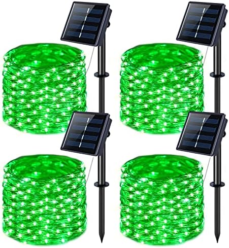 JMEXSUSS 4 Pack Solar Fairy Lights, 100 LED 33FT Green Halloween Lights by JMEXSUSS