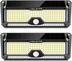 Solar Outdoor Lights - 4000Lm 268 LED Motion Sensor Lights Outdoor, IP65 Waterproof Led Security Lights Bright Solar Wireless Flood Wall Lights with 3 Optional Modes and 4 Wide Angle (2 Pack) by LECLSTAR