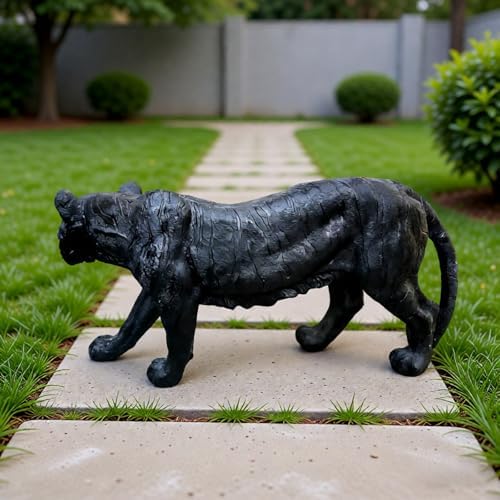 Large Black Tiger Statue Outdoor Garden Sculpture - 33.46" L x 15.75" H Weather Resistant Wildlife Animal Figurine Decor Feng Shui Protection Beast for Patio, Lawn, Yard, Pathway - Image 5