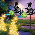 Black Cat Solar Watering Can Lights, Birthday Gifts for Women Mom Christmas, Yard Decorations Outdoor Waterproof, Blue Metal Hanging Lantern Solar Lights Garden Decor Patio Pathway, 2 Pack by yulloyello