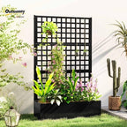 Outsunny Galvanized Raised Garden Bedw/Trellis 43" x 16" x 70" Black - Image 2