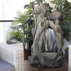 Alpine Corporation WIN270 52" Outdoor Rainforest Waterfall Tree Trunk Fountain with LED Lights, Cascading Water Feature for Garden, Patio, Backyard & Landscape Décor, Rustic, Brown - Image 2