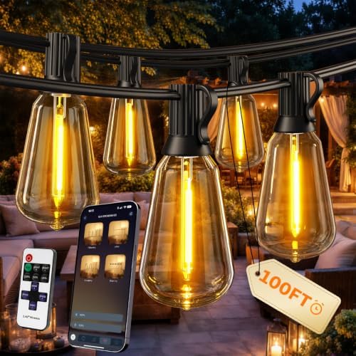 Outdoor String Lights, 100 FT Patio Lights for Outside by Ecoeve
