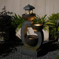 Tankana 35.5" H Water Fountain Outdoor Garden 3-Tier Cascading Bowl Japanese Fountain Waterfall with LED Light Japanese Garden Style for Patio Yard Balcony Zen Home Decor, Bronze Finish by Tankana