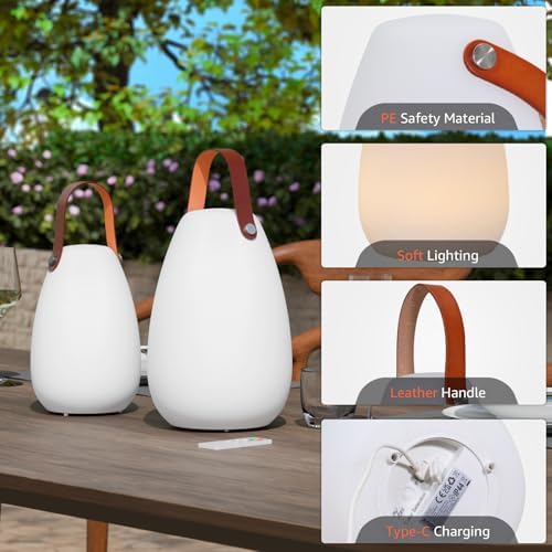 uuffoo 2 Pack Rechargeable Portable Table Lamp with Remote - Image 2