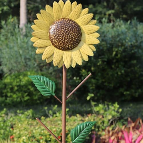 72" H Metal Sunflower Glass Bottle Tree Stake,Wine Bottle Tree,Yard Decor - Image 3