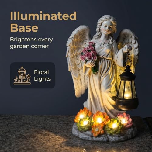 Solar Angel Statue Outdoor Fairy Garden Statues 9.4 inches Solar Garden Decor Garden for Outside Yard Art Patio Balcony Front Lawn Ornaments Gifts for Women Mom Grandma - Image 6