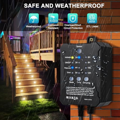 SMY Lighting Dimmable LED Deck Lights with Timer and Photocell Sensor and Protecting Shell φ32mm,20Pack Outdoor LED Smart Deck Lighting IP67 Waterproof for Garden,Yard Stair, Patio, Floor Decoration - Image 6