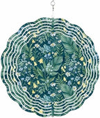 Dark Green Flower Wind Spinner for Garden Yard 12In, Spring Blue Yellow Floral Country 3D Stainless Steel Kinetic Hanging Wind Spinners Rustproof Outdoor Decor for Lawn Patio Home by Unknown