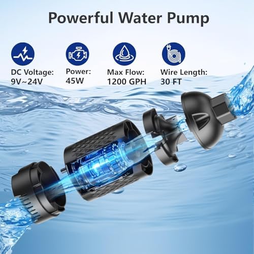 Antfraer Floating Pond Fountain with RGB LED Lights, 1200GPH Pond Fountain for Large Ponds, Remote Control Pond Aerator with 3 Spray Patterns for Water Gardens, Fish Pool & Lakes, 18 Inch Float - Image 6