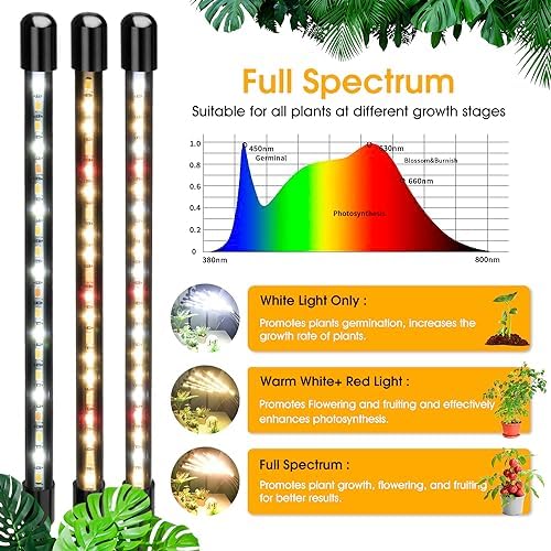 Wolezek Grow Lights for Indoor Plants Full Spectrum with Stand - Image 2