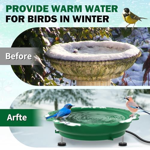 Heated Bird Baths for Outdoors Winter, 100W Heated Birdbath Heater, Green - Image 6