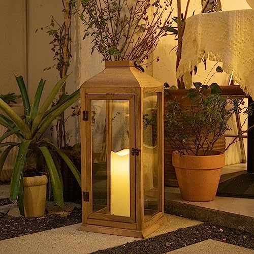 Bdor 2 Pack 27.5 Inch Outdoor Wooden Lanterns for Porch, Lantern Only - Image 4