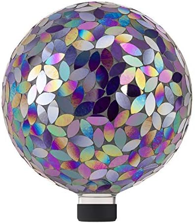 Alpine Corporation 10" Diameter Indoor/Outdoor Glass Mosaic Gazing Globe Yard Decoration, Purple Pearlized Petals Design by Unknown