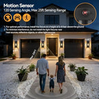14" Motion Sensor Outdoor Wall Lights Fixture, E26, Black, 2-Pack - Image 4