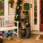 YZM Porch Water Fountain with LED 37.4 Inch 4-Tier Cascade Waterfall - Image 4