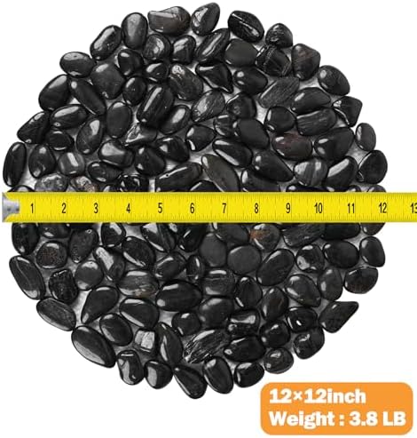 River Rock Stepping Stones Outdoor for Garden Walkway, 12 inch Diameter 6 Pcs Round Shape Paver Step Stones Polished Pebble River Stone Mat for Yard Lawn Patio Pathway Walk Way - Black - Image 2