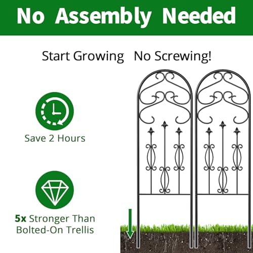AMAGABELI GARDEN & HOME 4 Pack Large Garden Trellis for Climbing Plants Outdoor 60” x 18” Iron Plant Trellis for Potted Plant Support Tall Wall Metal Trellis Rose Vine Cucumber Bronze - Image 3