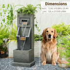 Sunlinua 35H Modern Outdoor Water Fountain with 3-Tiers Cascading Waterfall Feature for Indoor or Outdoor Cascading Waterfall for Relaxing Garden Patio Backyard Deck Porch or Home Décor - Image 2