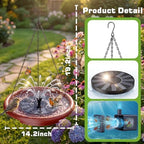 AISITIN 15" Hanging Bird Bath with Solar Fountain & 3‑Tier Step Design - Image 2