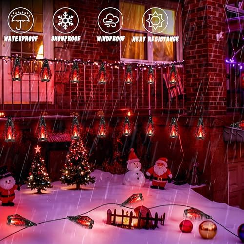 Flacchi Solar Flame String Lights - 42ft 15 LED Lights Outdoor Solar String Lights for Garden Patio Christmas Decoration (Red, 42ft) - Image 5