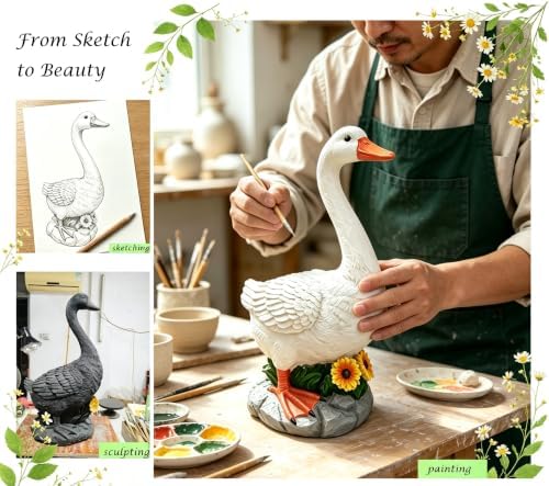Joyful Porch Goose Statue Cygnus, Classic, Detailed, Big Resin Garden Lawn Yard Décor, Sculpture, 20 inches High Figurine, Duck, Indoor and Outdoor, by GGTown TM - Image 4