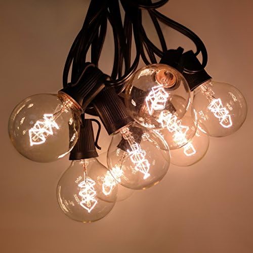 Outdoor Edison Light Bulbs with C9 Black Stringer (G50 Edison, 50') by HometownEvolutionInc