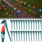 Suzile 50 Pcs Christmas Plastic Light Stakes 15'' Tall Xmas Yard Stakes for C7 C9 Christmas Lights Outdoor Universal Yard Lawn Holiday for Garden Lawn Path Walkway Holiday (Green,7.5inch) by Suzile