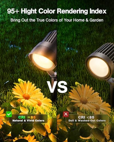 HIBOITEC Spotlights Low Voltage Landscape Lighting with Connectors 7W 2700K Landscape Lights Kit 12-24V AC/DC IP65 Waterproof for House Yard Trees Garden Outdoor 2 Packs - Image 5