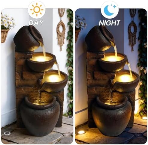 Outdoor 4-Tier Water Fountain with LED Lights for Patio, Backyard, Lawn - Image 5