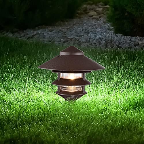Nuvo SF76/637 One 2 Louver Hood Outdoor Pagoda Landscape Pathway Light, 3 Tier-Large, Old Bronze - Image 6