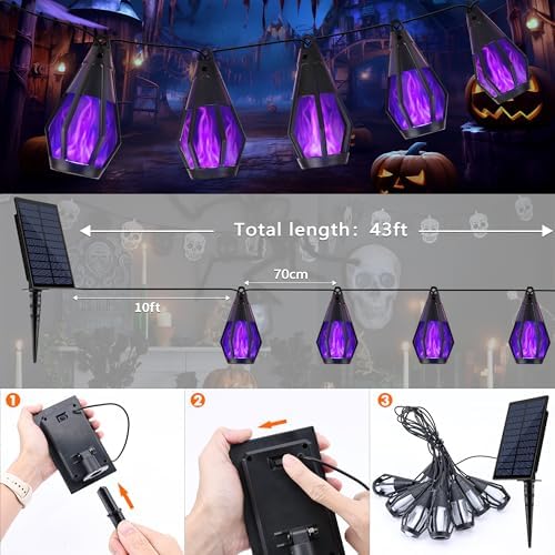 Solar String Lights for Outside, 33Ft Solar Patio Light with 15 Flickering - Image 4