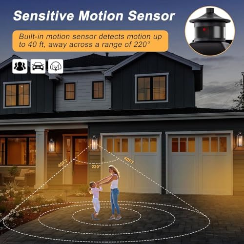 16-Inch Matte Black Motion Sensor Outdoor Wall Lantern - Image 4