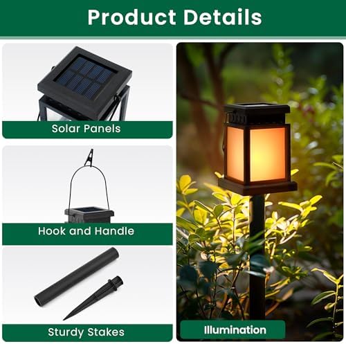 GIGALUMI Solar Lanterns Outdoor Waterproof, 4 Pack Hanging Solar Lanterns - Image 3