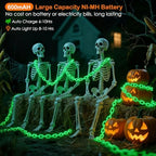 Ohwewant Solar Halloween Decorations Outdoor, 10FT Green Chain String Lights with 8 Modes, Waterproof Halloween Lights Outdoor for Haunted House Party Cosplay Props Skeleton Dog Yard Fence - Image 4