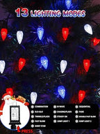 Connectable C6 Christmas Lights Outdoor String 78FT 240 LED Red White Blue - Image 4