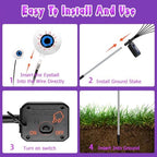 Kohlrabi Halloween Decorations Outdoor, 4 Pack 24 LED Solar Purple Scary Eyeball Swaying Lights, Solar Firefly Light Waterproof Outdoor Garden Lights for Halloween Yard Party - Image 5