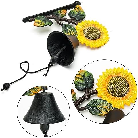 Sungmor Heavy Duty Cast Iron Sunflower Hand Bell - Image 4