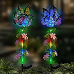 Solar Flowers Lights Outdoor Pathway,2 Pack Butterfly & Ball Garden Stakes by HokfirmHomeDecorGarden
