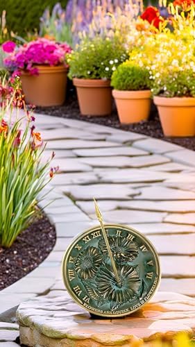 NauticalMart Flowers Sundial, Solid Brass with Verdigris Highlights, 10-Inch Diameter - Image 6