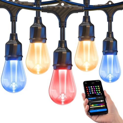 XMCOSY+ Smart Outdoor String Lights 49FT, LED Patio Lights with App Control by XMcosy