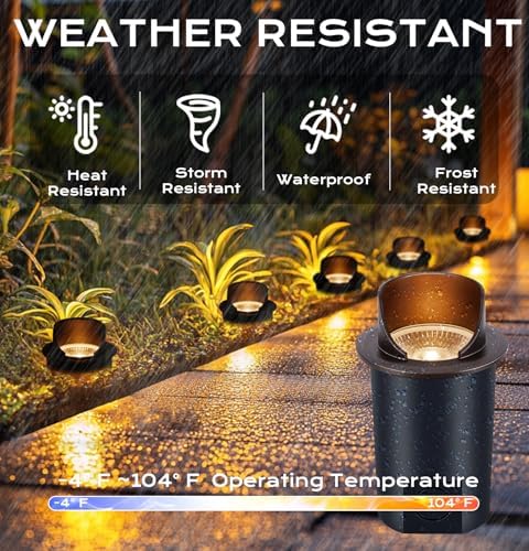 CLOUDY BAY [6 Pack] 9W Well Lights Landscape LED In Ground Outdoor,Shielded Top,Low Voltage 12-24V AC/DC,Waterproof Aluminum Uplights,2700K/3000K/3500K/4000K/5000K,Bronze - Image 7