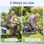 2-in-1 Garden Kneeler and Seat, Folding Garden Seat w/EVA Foam Kneeling Pad & Removable Tools Pouch, Sturdy Steel Frame, No Assembly, Portable Heavy Duty Garden Stool w/Detachable Armrests - Image 3