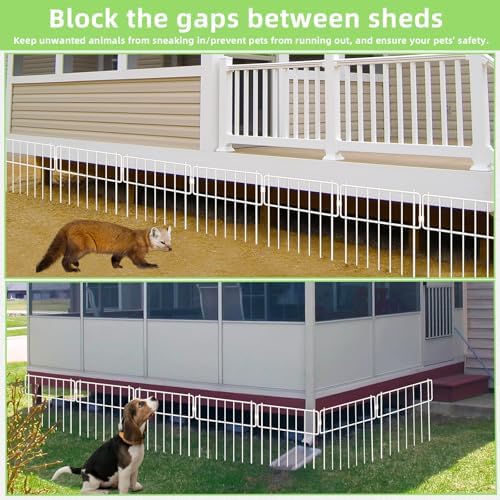 Thrivinest 10 Pack Animal Barrier Fence, No Dig Fence Decorative Fences, 17in(H) x10ft(L) Rustproof Metal Small Garden Fence Border for Dogs Rabbits, Bottom Blocker for Outdoor Yard Patio, White - Image 4