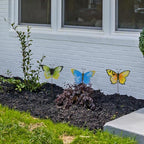 3 Pack Butterfly Garden Stakes Decor, 17" H Metal Butterflies Stakes Yard Art Ornaments for Indoor Outdoor Lawn Porch Pathway Patio Plant Pot Flower Bed Decor - Image 2